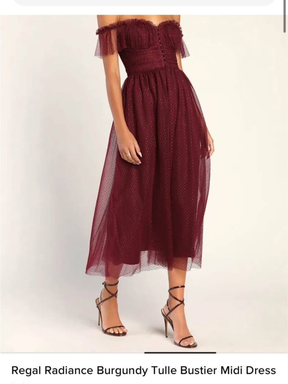 Lulu's Regal Radiance Burgundy Tulle Midi Dress - Wedding Guest Dress